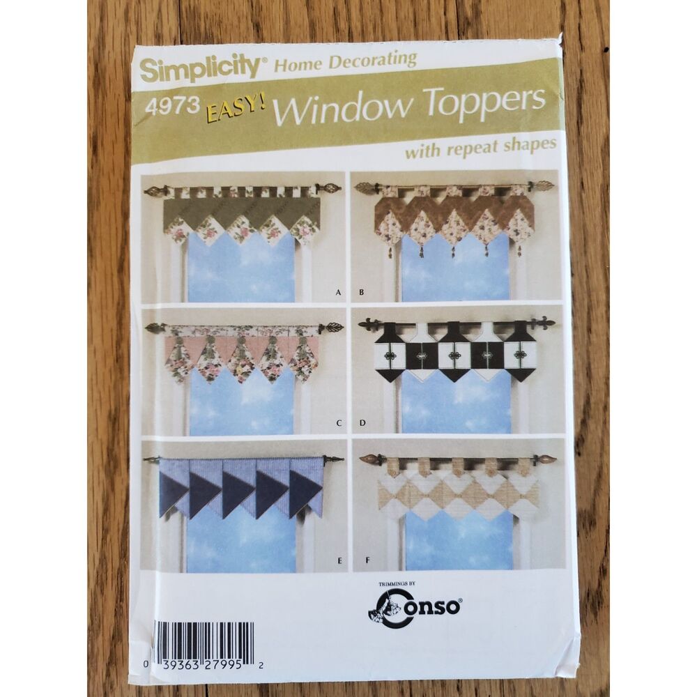 Simplicity Pattern 4973 Home Decorating Window Toppers Sewing New Uncut